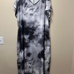 Black and Gray Tie-Dye Dress